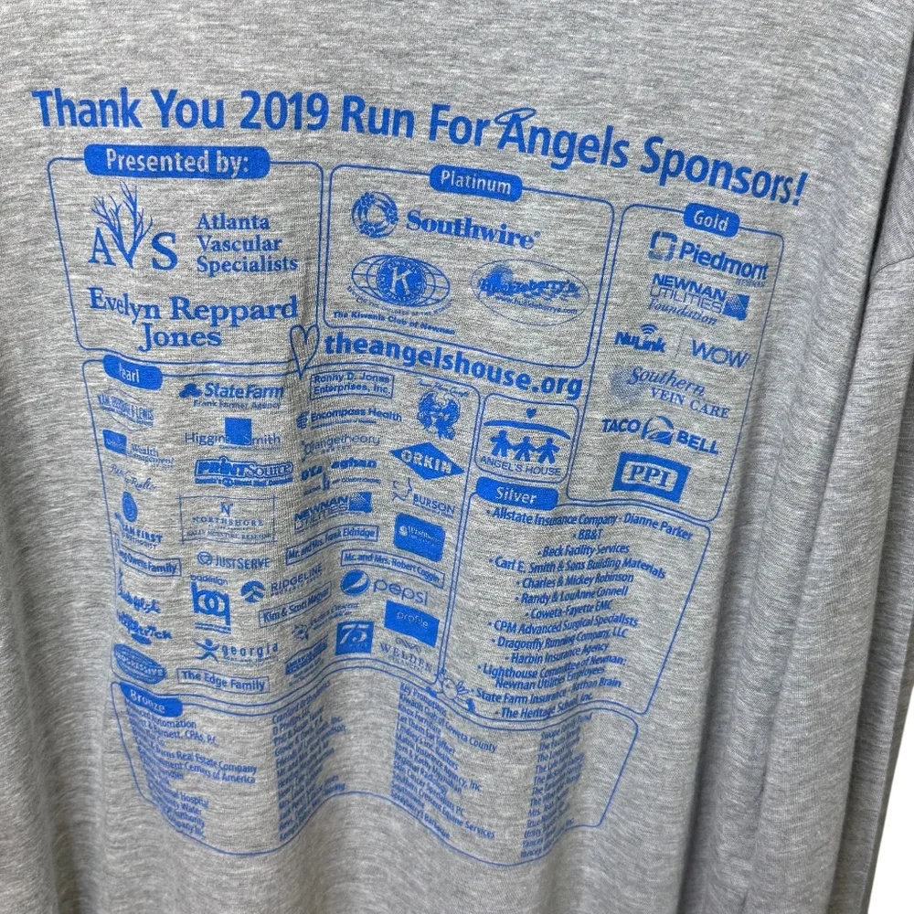 Run For Angels & Chicken Q 2/2/2019 Gray Long Sleeve Graphic Tee - Picture 6 of 12